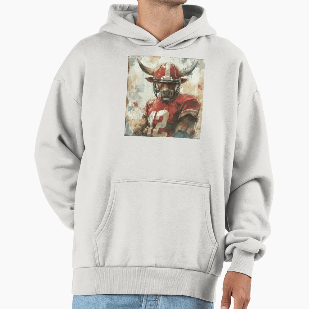 Bull As American Football Player Hoodie - Graphic Print Unisex - T-Shirt, Sweatshirt, Hoodie