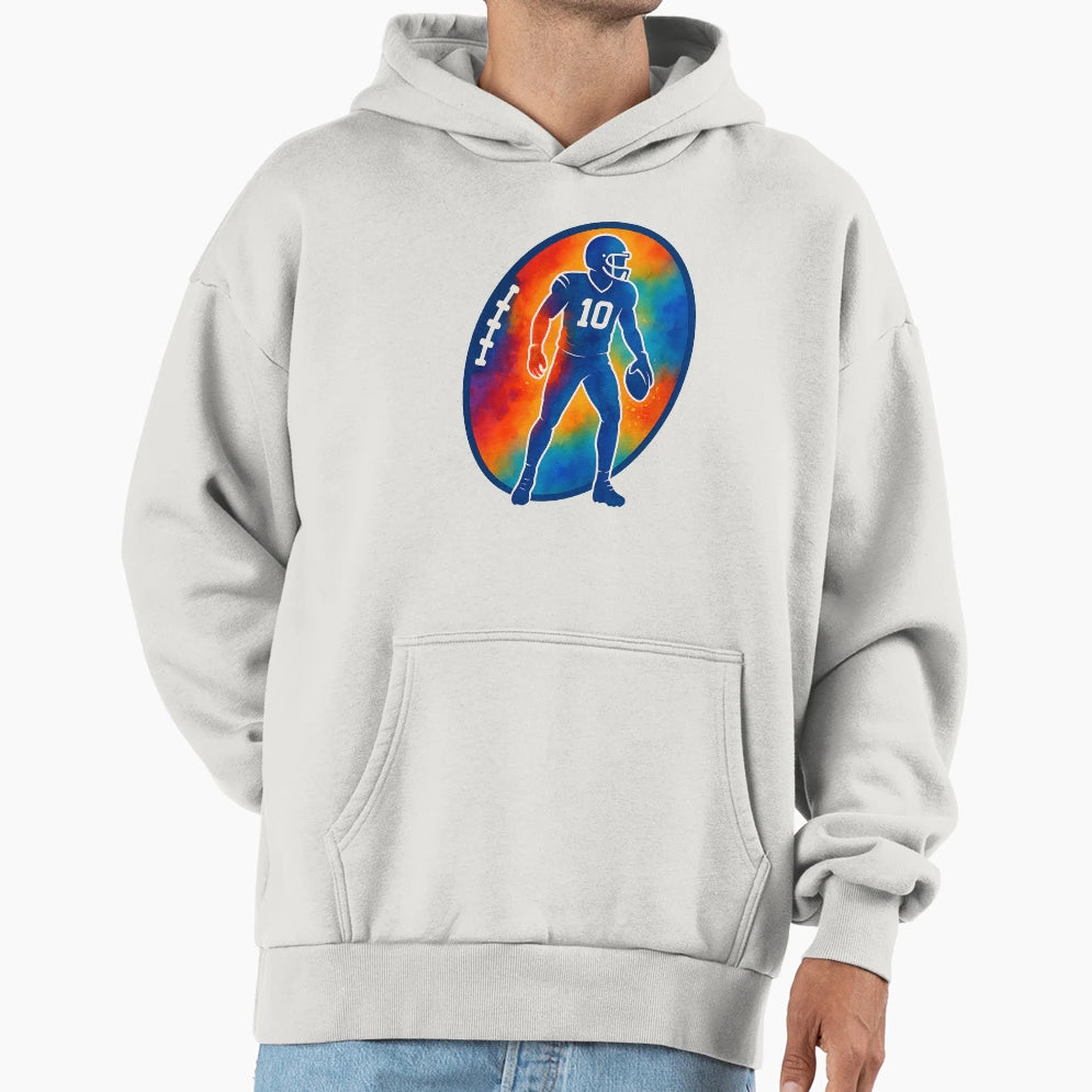 Colorful American Football Player 10 Hoodie - Graphic Print Unisex - T-Shirt, Sweatshirt, Hoodie