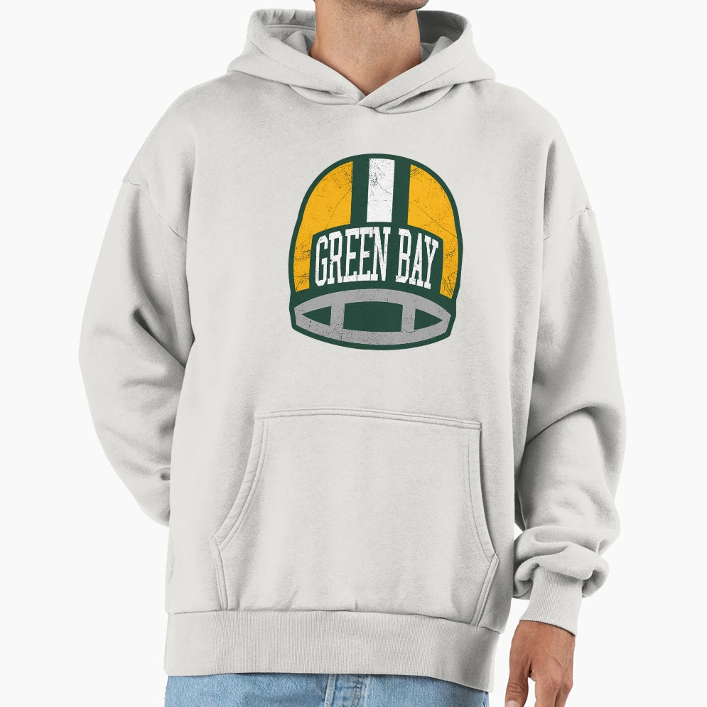 Green Bay Helmet Green Hoodie - Casual Everyday Wear Unisex - T-Shirt, Sweatshirt, Hoodie