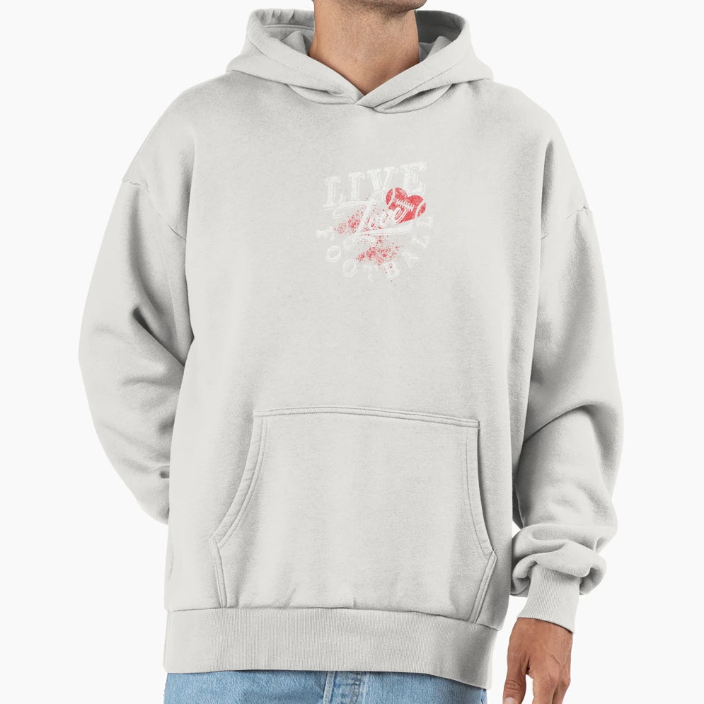 Football Live Love Football Girlie Hoodie - Custom Art Print for Adults - T-Shirt, Sweatshirt, Hoodie