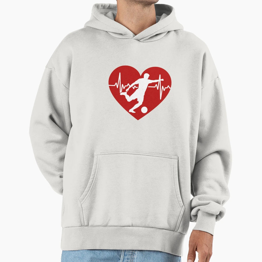 Soccer Player Heartbeat Valentines Hoodie - Fun Novelty Design for Adults - T-Shirt, Sweatshirt, Hoodie