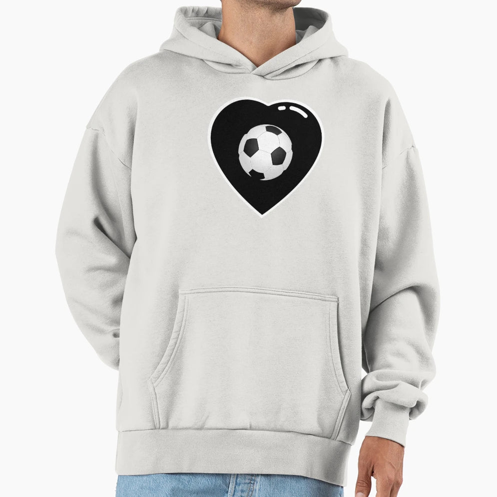 Soccer Football Black Heart Hoodie - Aesthetic Graphic Unisex - T-Shirt, Sweatshirt, Hoodie