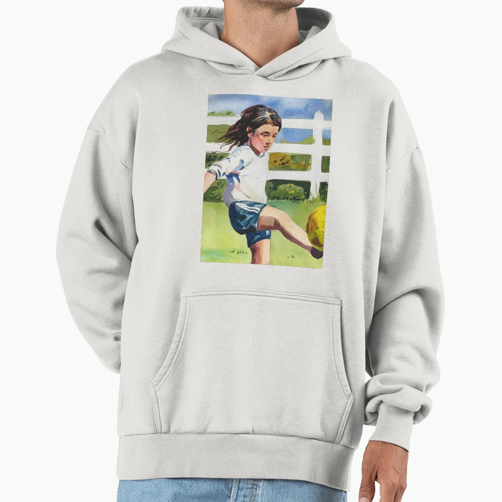 Female Footballer Footballer Hoodie - Fun Novelty Design Men Women - T-Shirt, Sweatshirt, Hoodie