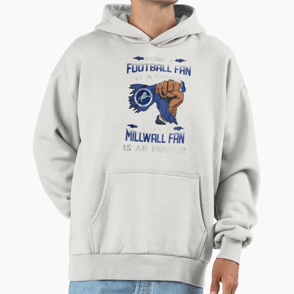 Being Millwall Fan Hoodie - Minimalist Print for Adults - T-Shirt, Sweatshirt, Hoodie