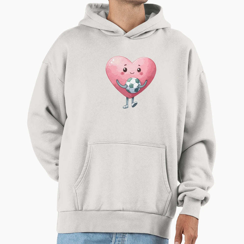 Funny Heart Playing Soccer Happy Hoodie - Unique Graphic for Adults - T-Shirt, Sweatshirt, Hoodie