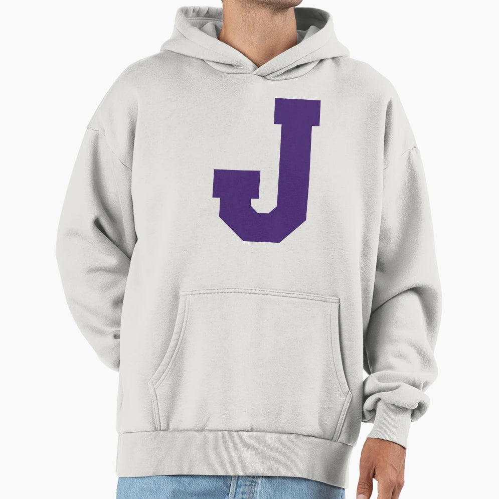 Alphabet Purple J Sports Letter J Hoodie - Streetwear Style Men Women - T-Shirt, Sweatshirt, Hoodie