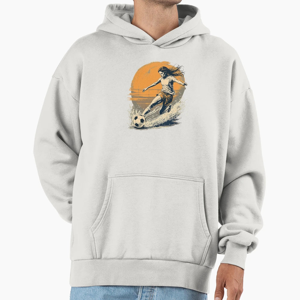 Modern Trendy Playing Soccer Football Hoodie - Custom Art Print for Adults - T-Shirt, Sweatshirt, Hoodie