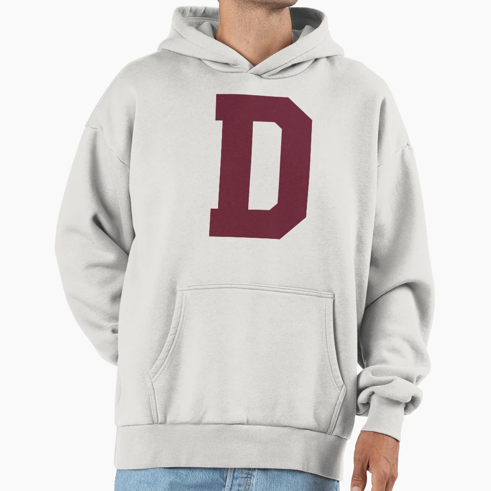 Alphabet Maroon D Sports Letter D Hoodie - Fun Novelty Design Men Women - T-Shirt, Sweatshirt, Hoodie