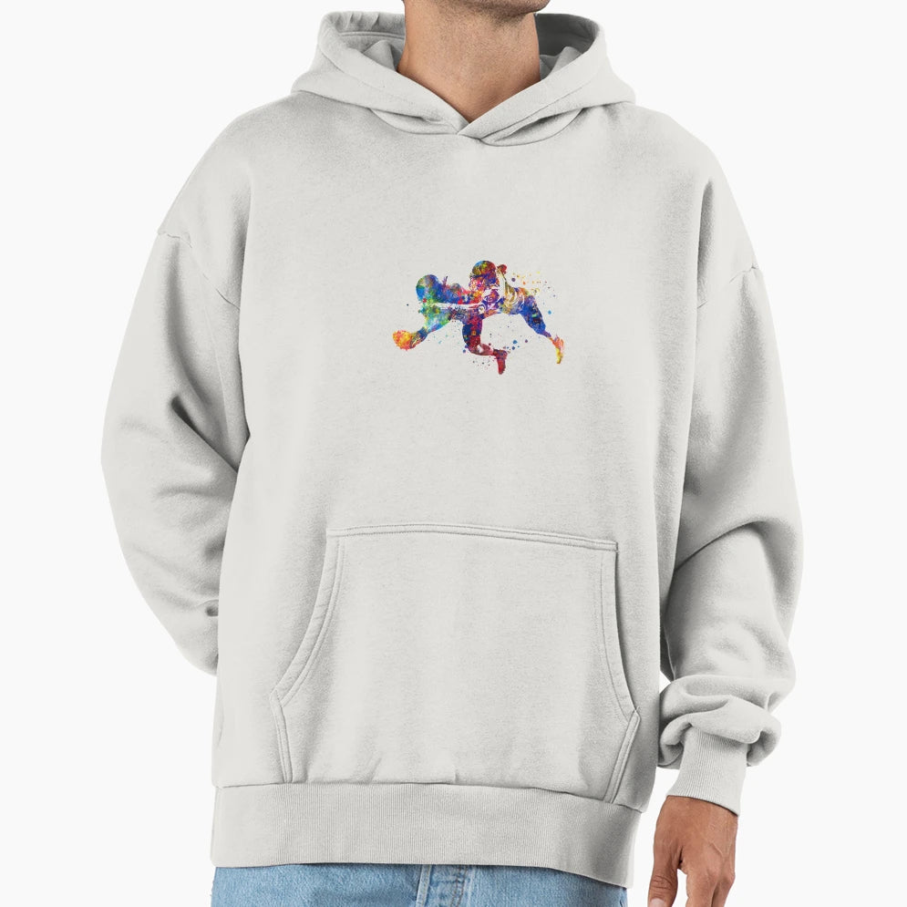 American Football Player Watercolor Hoodie - Custom Art Print for Adults - T-Shirt, Sweatshirt, Hoodie