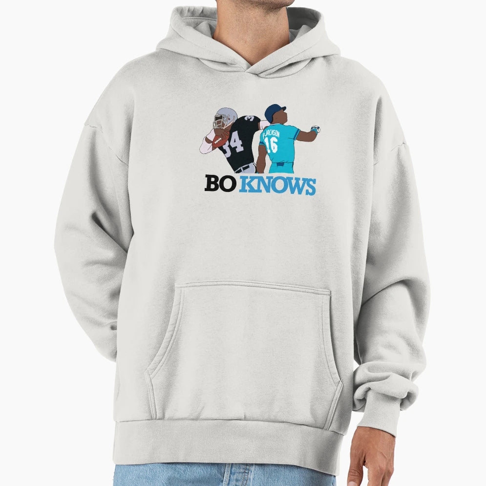 Bo Knows Playing Baseball Hoodie - Minimalist Print Unisex - T-Shirt, Sweatshirt, Hoodie