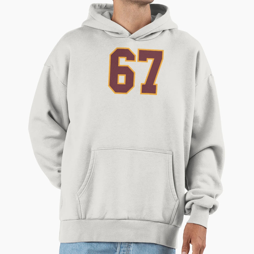 Jersey Red And Yellow Number Six Hoodie - Minimalist Print for Adults - T-Shirt, Sweatshirt, Hoodie
