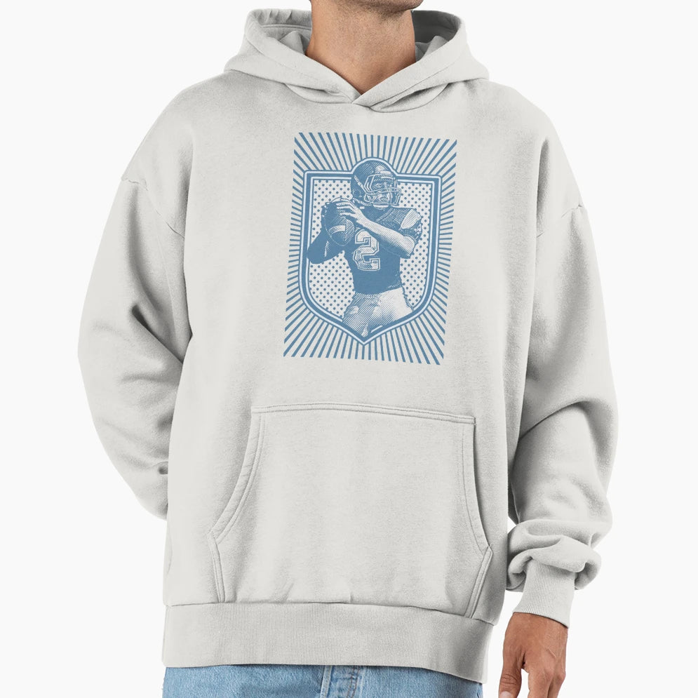 Quarterback Passing Football Blue Hoodie - Custom Art Print for Adults - T-Shirt, Sweatshirt, Hoodie