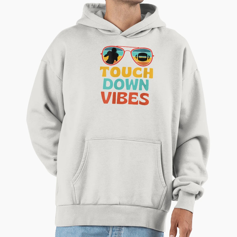 Womens Football Touchdown Vibes American Hoodie - Trendy Graphic Unisex - T-Shirt, Sweatshirt, Hoodie