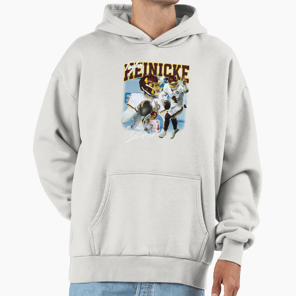 Taylor Heinicke Football Signature 80S Hoodie - Minimalist Print Unisex - T-Shirt, Sweatshirt, Hoodie