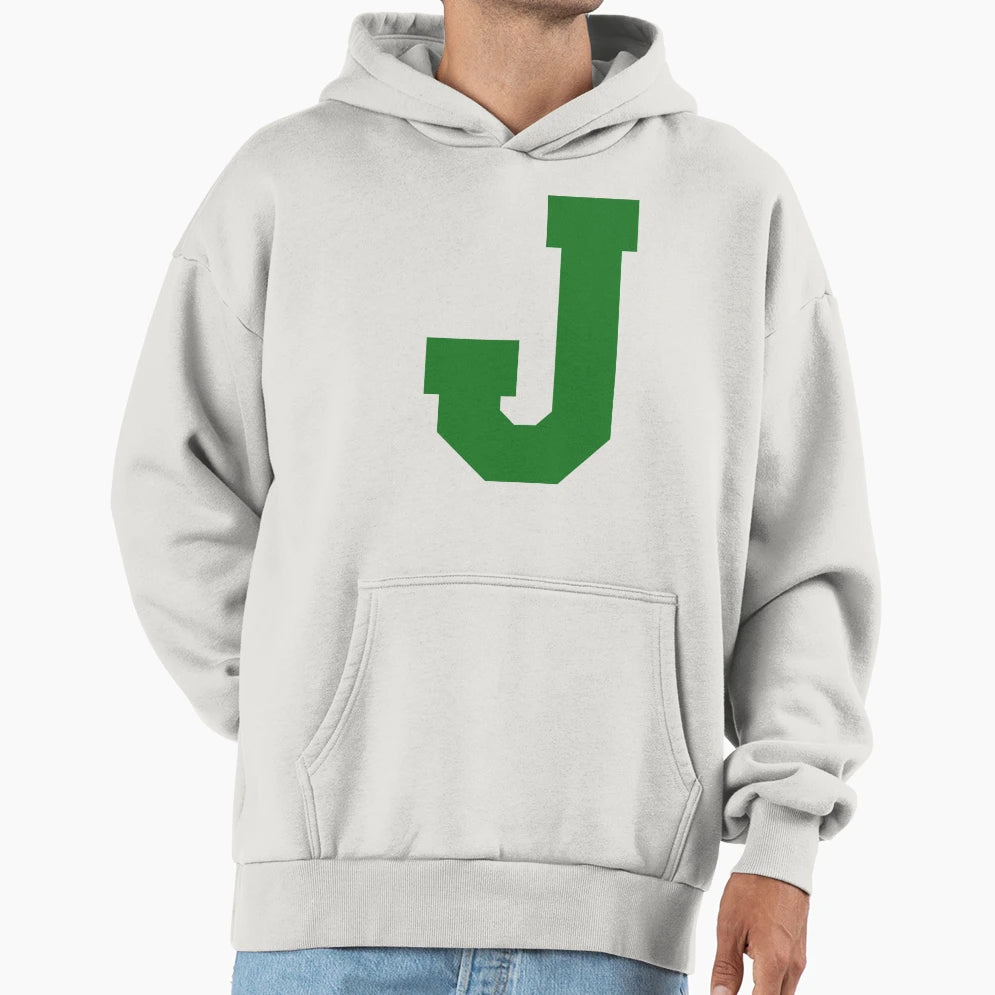 Alphabet Green J Sports Letter J Hoodie - Unique Graphic Unisex - T-Shirt, Sweatshirt, Hoodie