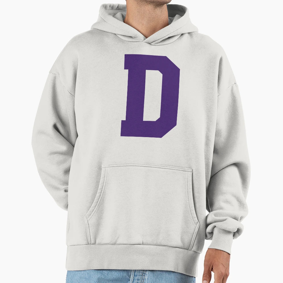 Alphabet Purple D Sports Letter D Hoodie - Unique Graphic Unisex - T-Shirt, Sweatshirt, Hoodie