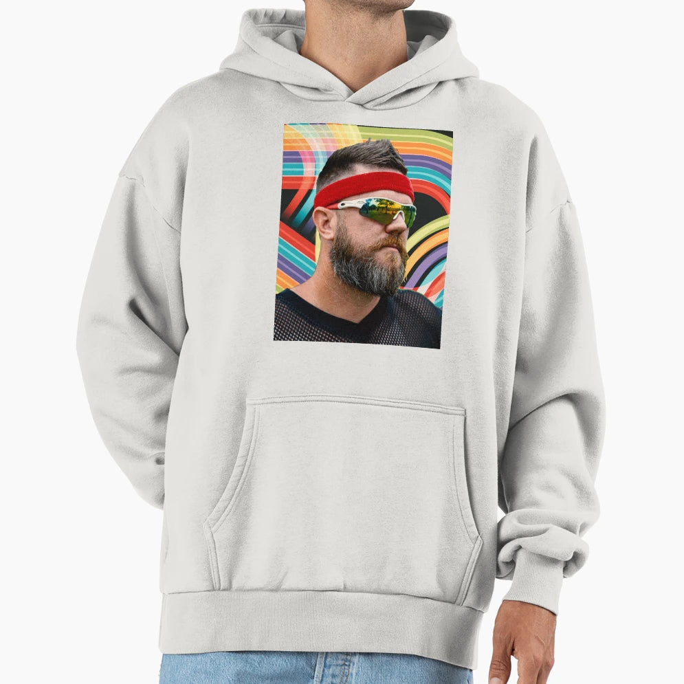 Bearded 80S Headband Hoodie - Fun Novelty Design for Adults - T-Shirt, Sweatshirt, Hoodie
