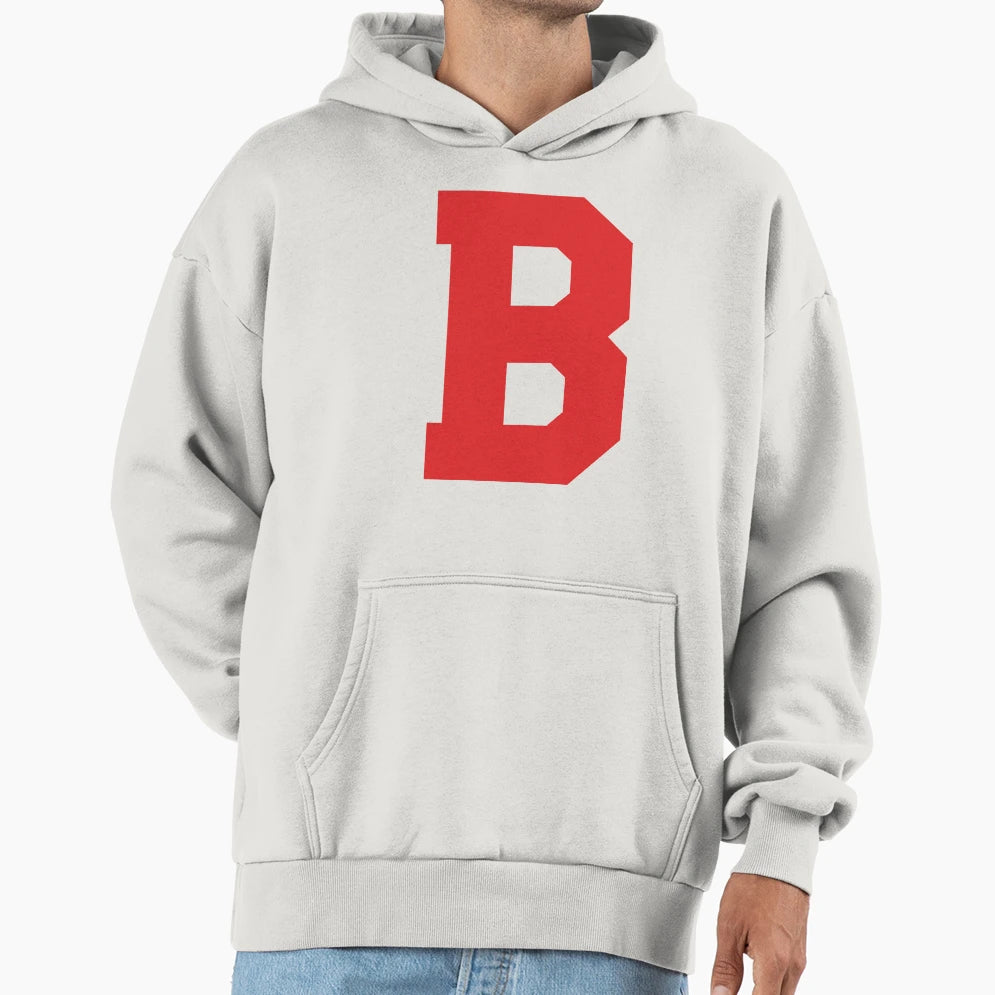 Alphabet Red B Sports Letter B Hoodie - Minimalist Print for Adults - T-Shirt, Sweatshirt, Hoodie