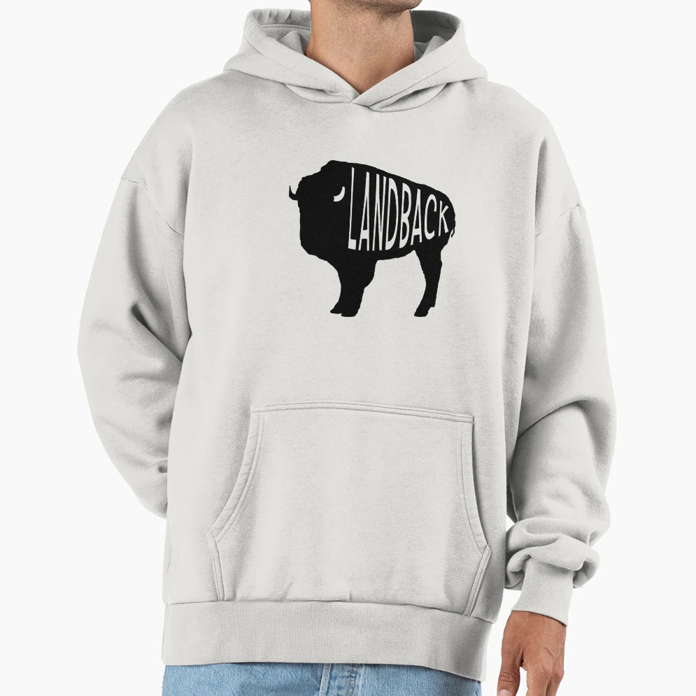 Landback Bison Dark Hoodie - Unique Graphic Unisex - T-Shirt, Sweatshirt, Hoodie