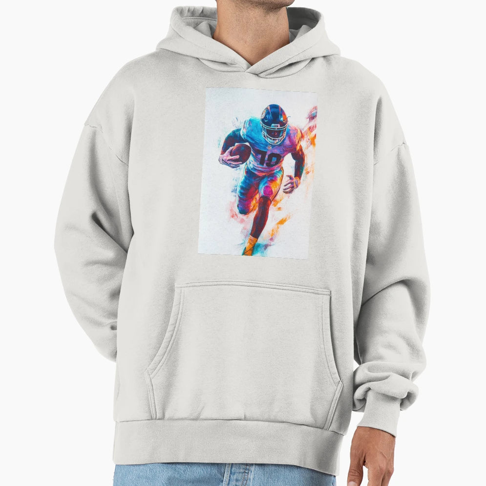 American Footballer Vibrant Colours Hoodie - Graphic Print for Adults - T-Shirt, Sweatshirt, Hoodie