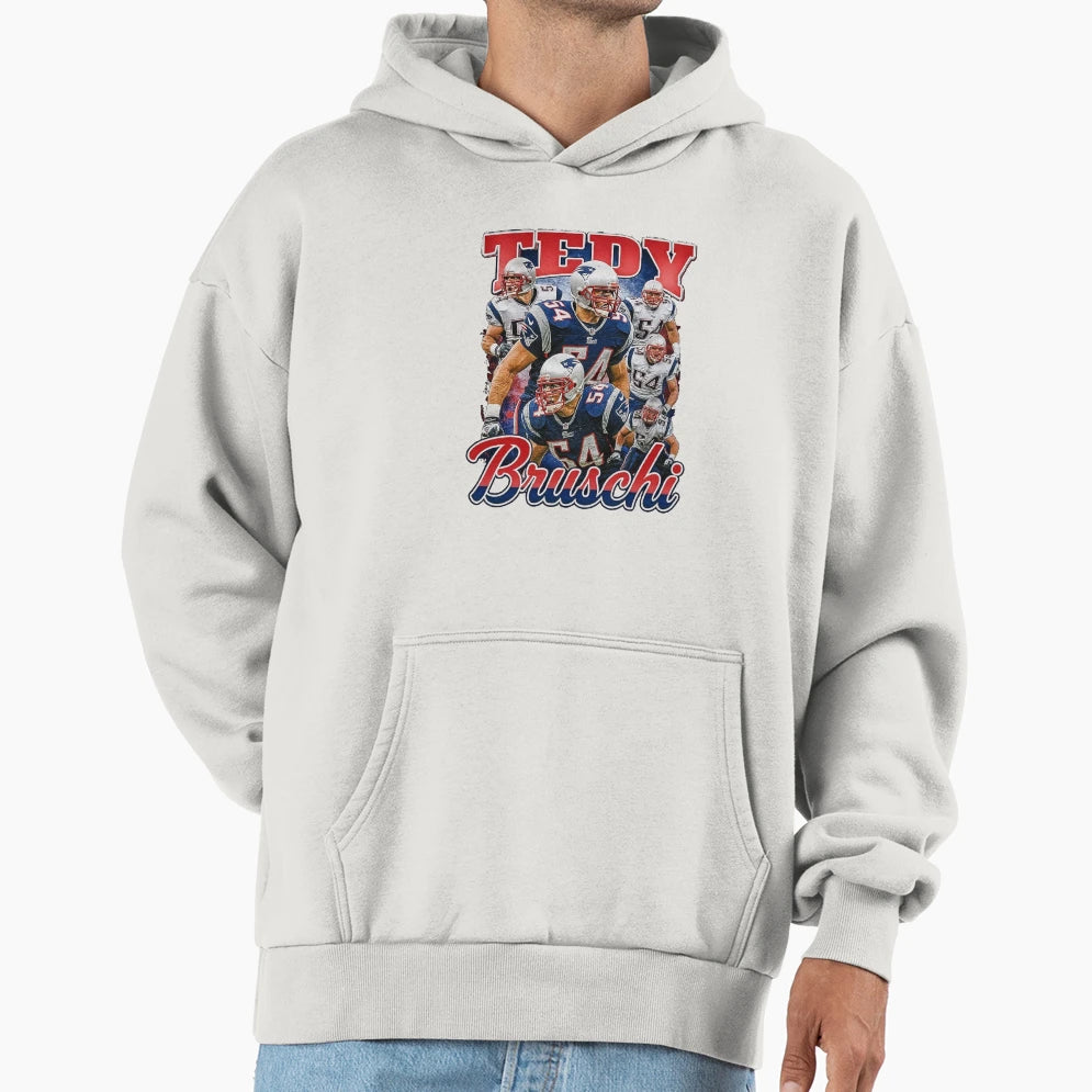 Tedy Bruschi New England Football Hoodie - Minimalist Print for Adults - T-Shirt, Sweatshirt, Hoodie
