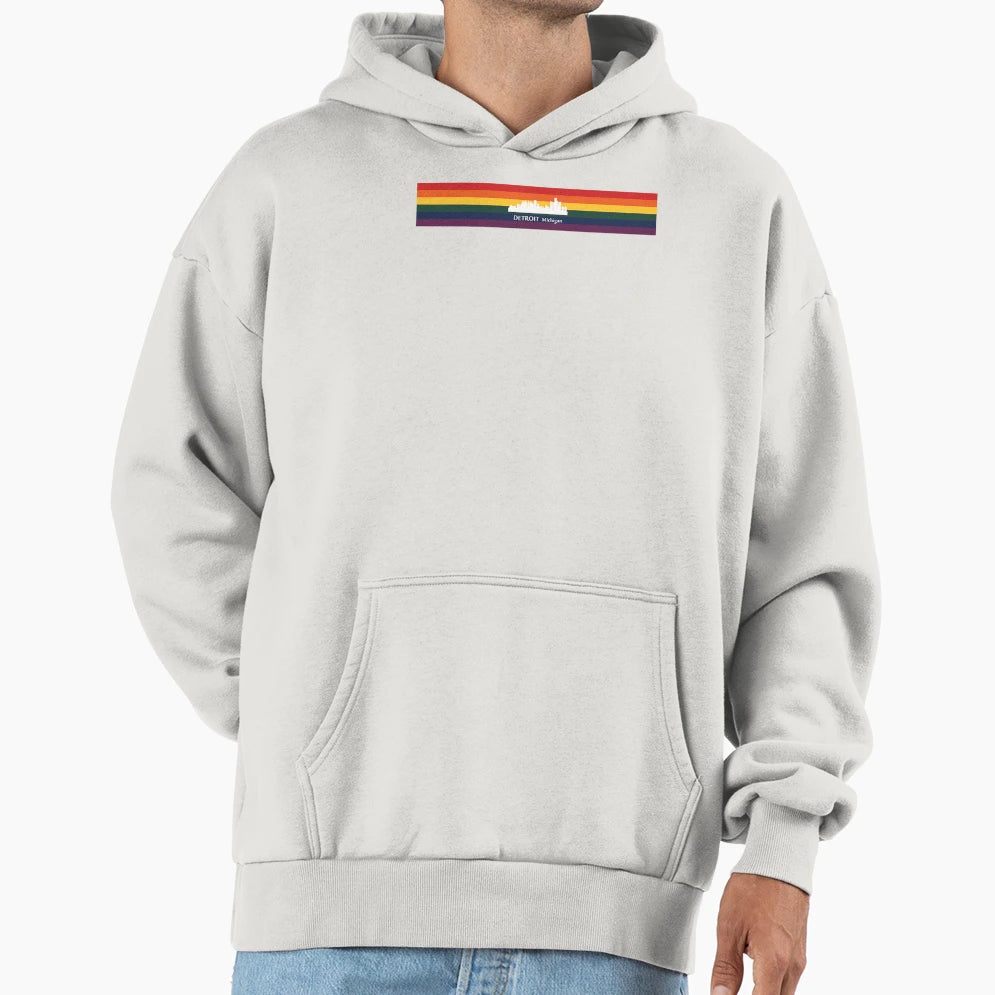 Detroit Michigan Usa Skyline City Hoodie - Minimalist Print Men Women - T-Shirt, Sweatshirt, Hoodie