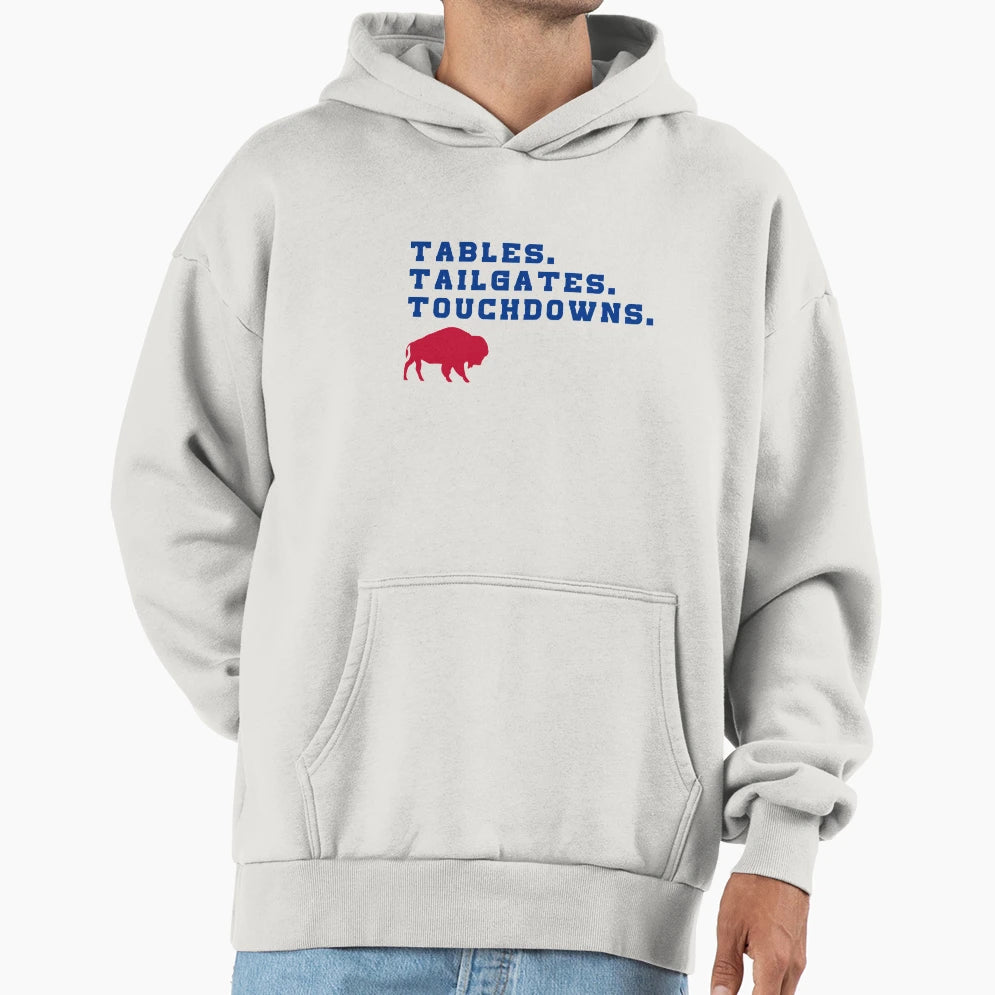 Tabes Tailgates Touchdowns Buffalo Hoodie - Minimalist Print Men Women - T-Shirt, Sweatshirt, Hoodie