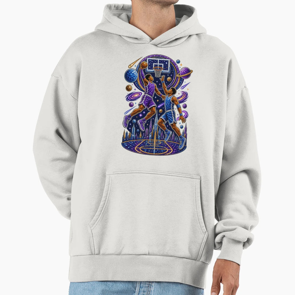 Futuristic Cosmic Galaxy Basketball Hoodie - Graphic Print for Adults - T-Shirt, Sweatshirt, Hoodie