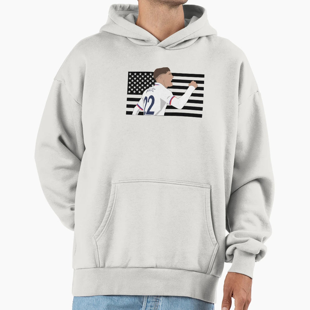 Christian Pulisic Us Flag Hoodie - Trendy Graphic for Adults - T-Shirt, Sweatshirt, Hoodie