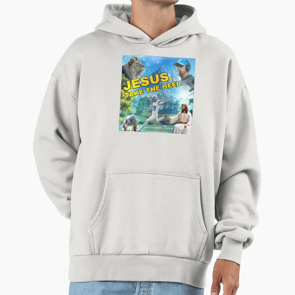 Jake Bates Jesus Take Heel White Hoodie - Minimalist Print for Adults - T-Shirt, Sweatshirt, Hoodie
