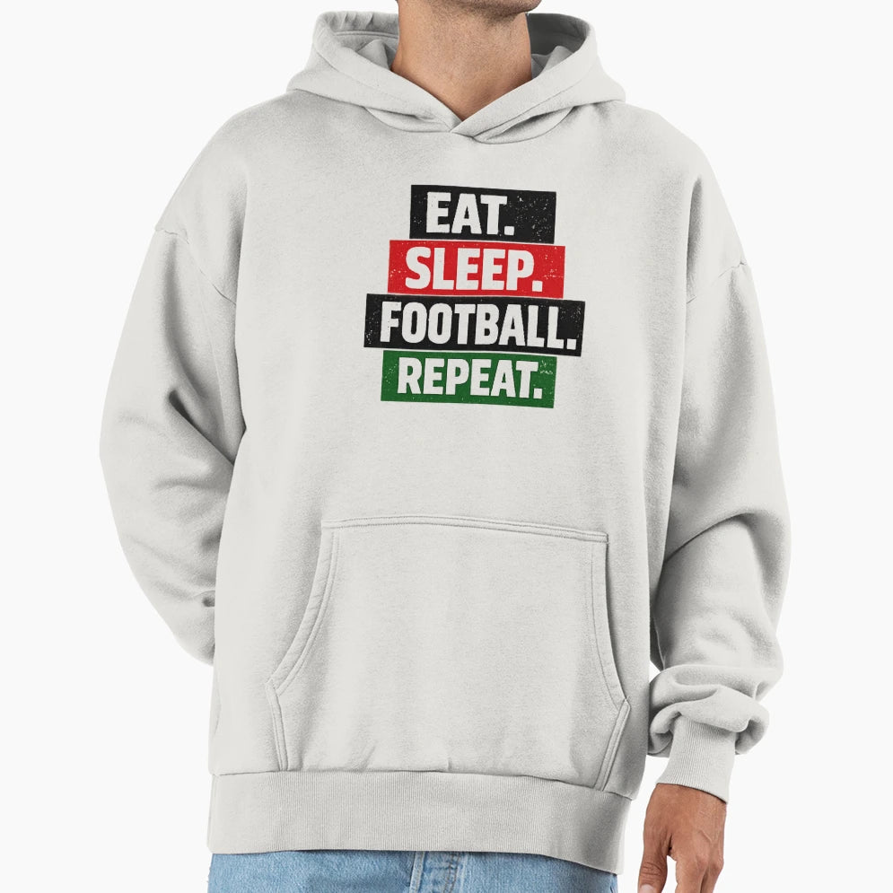 Eat Sleep Football Repeat T-Shirt - Unique Graphic for Adults - T-Shirt, Sweatshirt, Hoodie
