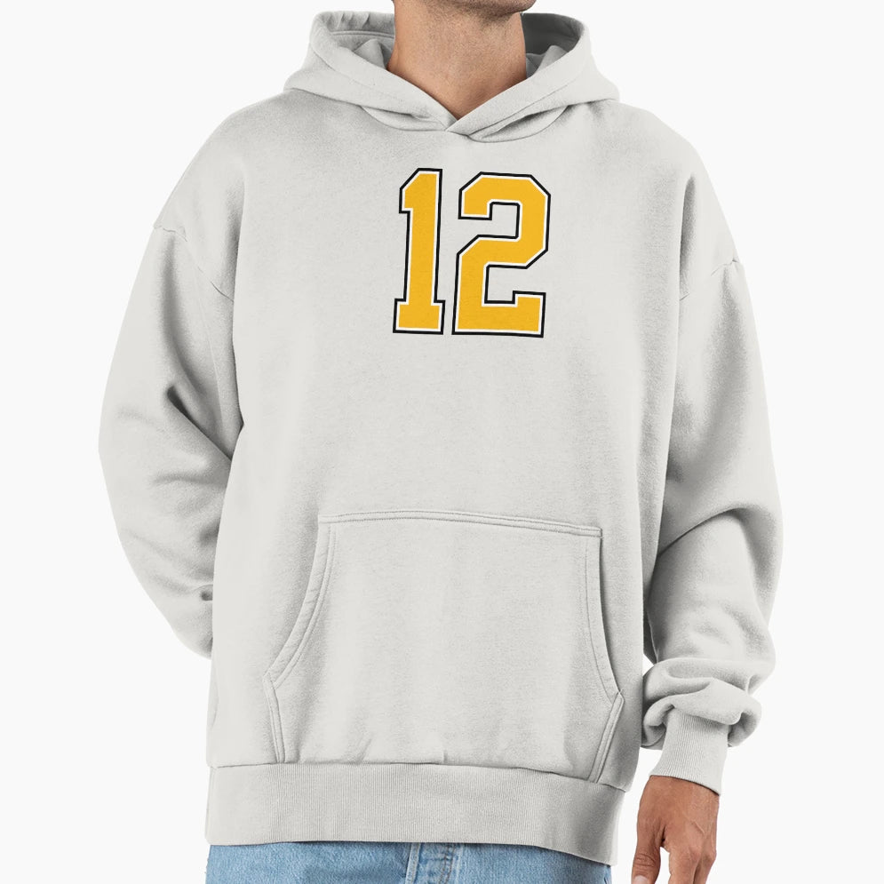 Yellow Number 12 Lucky Sports Jersey Hoodie - Fun Novelty Design Unisex - T-Shirt, Sweatshirt, Hoodie