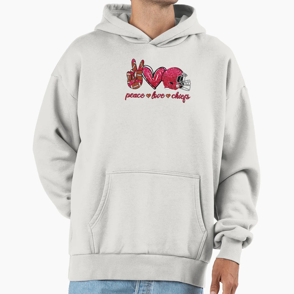 Peace Love Chiefs Football Team Hoodie - Streetwear Style Unisex - T-Shirt, Sweatshirt, Hoodie