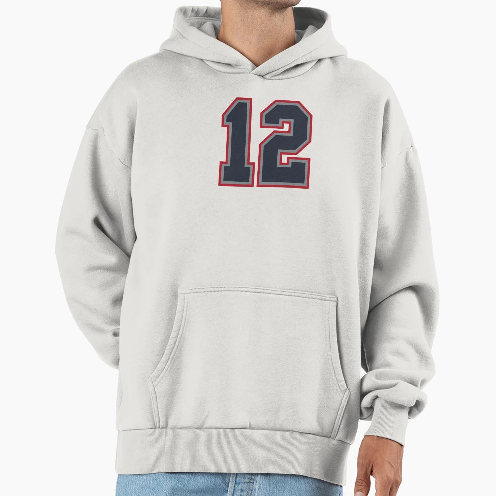 12 Navy Grey Red Sports Number Twelve Hoodie - Streetwear Style Unisex - T-Shirt, Sweatshirt, Hoodie
