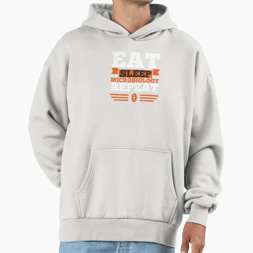 Microbiology Eat Sleep Hoodie - Minimalist Print for Adults - T-Shirt, Sweatshirt, Hoodie