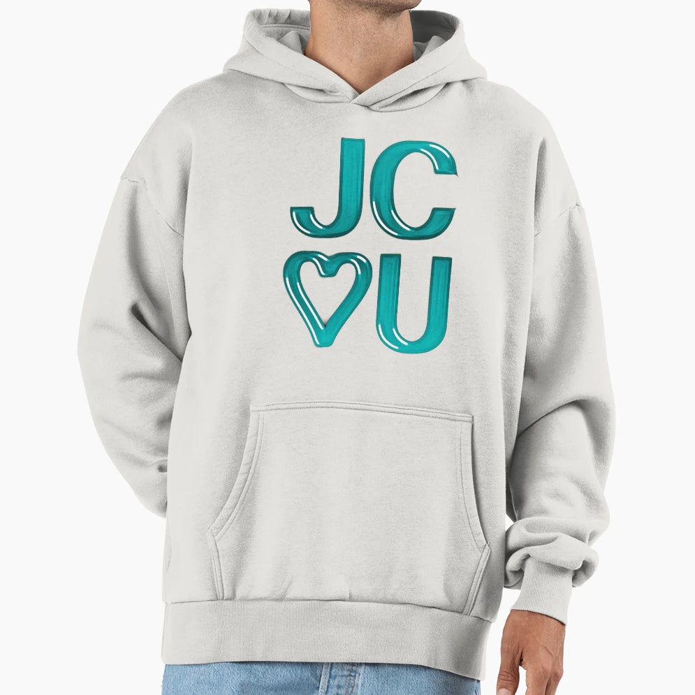 Jc U Jesus Christ Loves You Hoodie - Casual Everyday Wear for Adults - T-Shirt, Sweatshirt, Hoodie