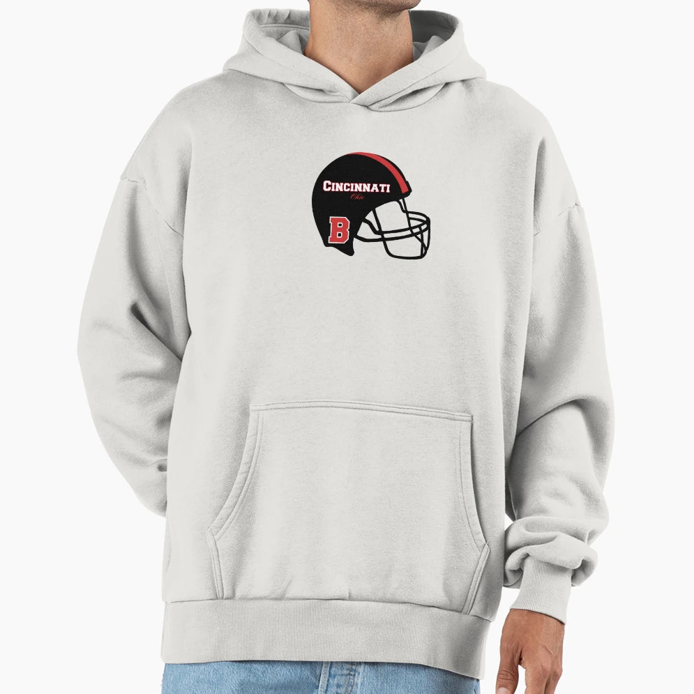 Cincinnati Ohio Football Helmet Logo Hoodie - Trendy Graphic Unisex - T-Shirt, Sweatshirt, Hoodie
