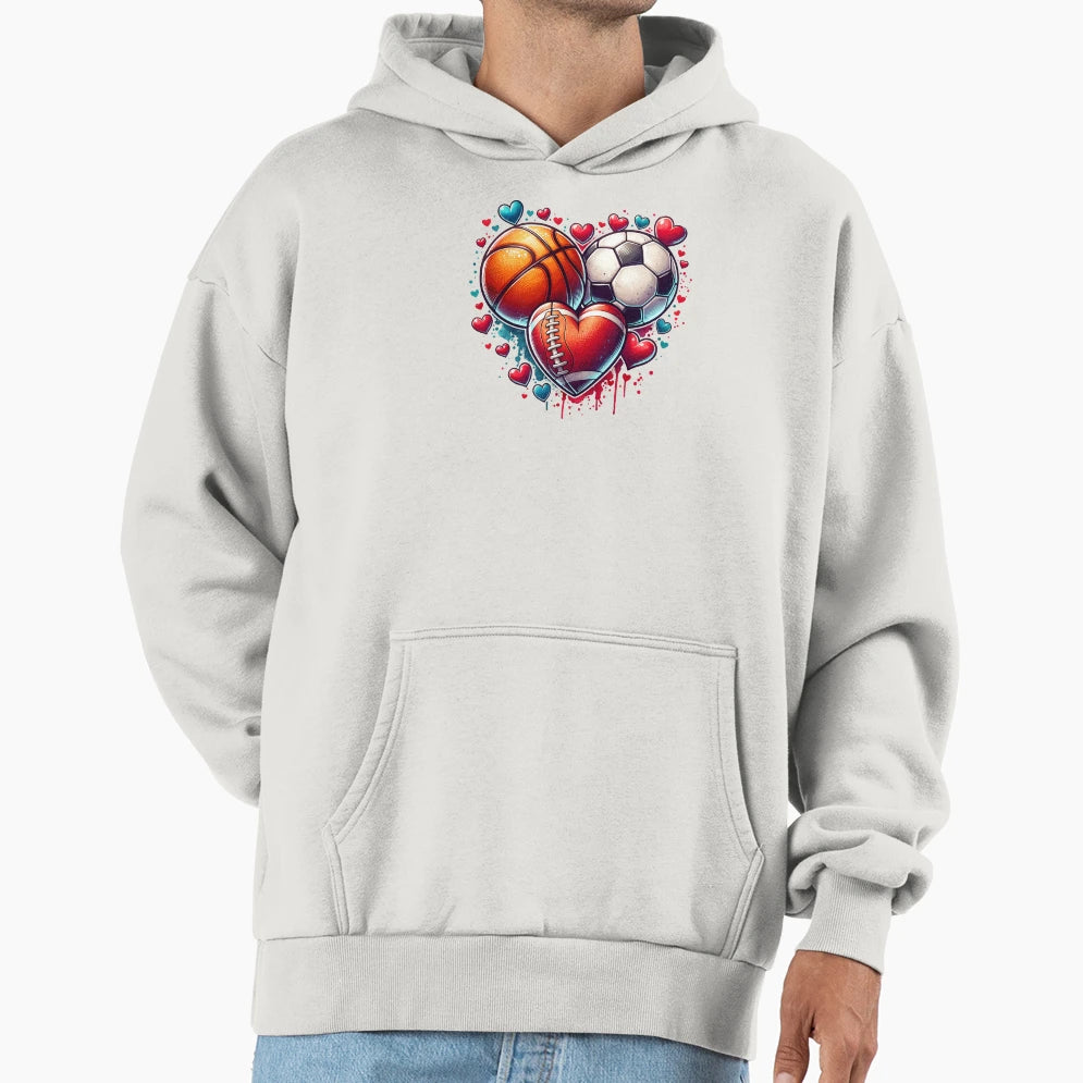 Valentines Day Sports Hoodie - Fun Novelty Design for Adults - T-Shirt, Sweatshirt, Hoodie
