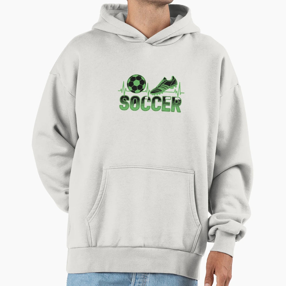 Soccer Heartbeat Pulse Ball Cleat Hoodie - Unique Graphic for Adults - T-Shirt, Sweatshirt, Hoodie