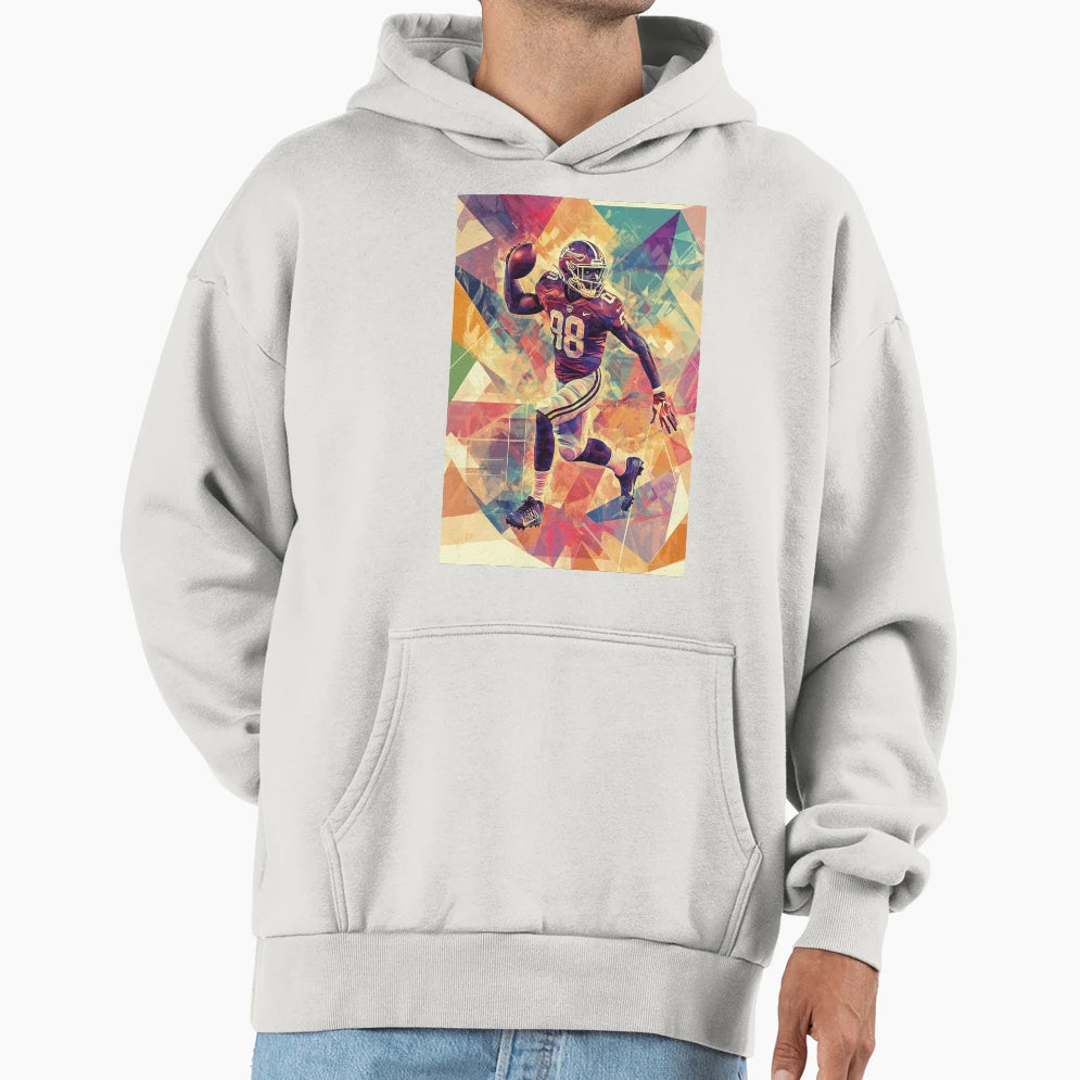 Quaterback Throwing Pass Geometric Hoodie - Aesthetic Graphic Unisex - T-Shirt, Sweatshirt, Hoodie