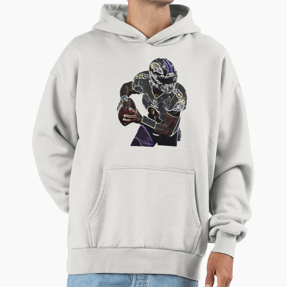 Lamar Jackons Raven Fan Art Hoodie - Fun Novelty Design for Adults - T-Shirt, Sweatshirt, Hoodie