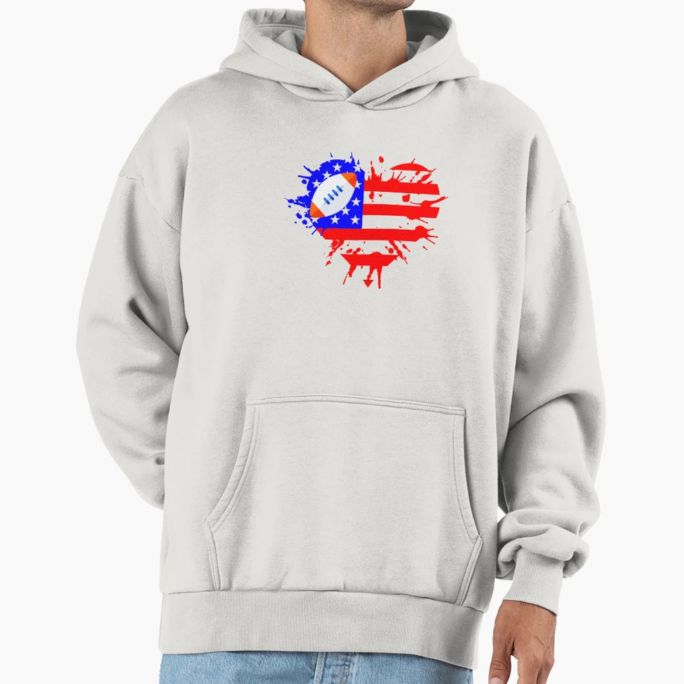 Football American Flag 4Th July Hoodie - Unique Graphic Men Women - T-Shirt, Sweatshirt, Hoodie