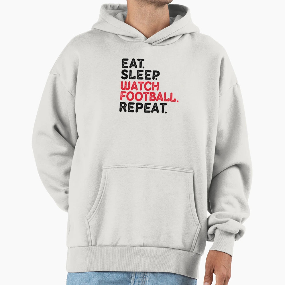 Eat Sleep Football Repeat Hoodie - Aesthetic Graphic Unisex - T-Shirt, Sweatshirt, Hoodie