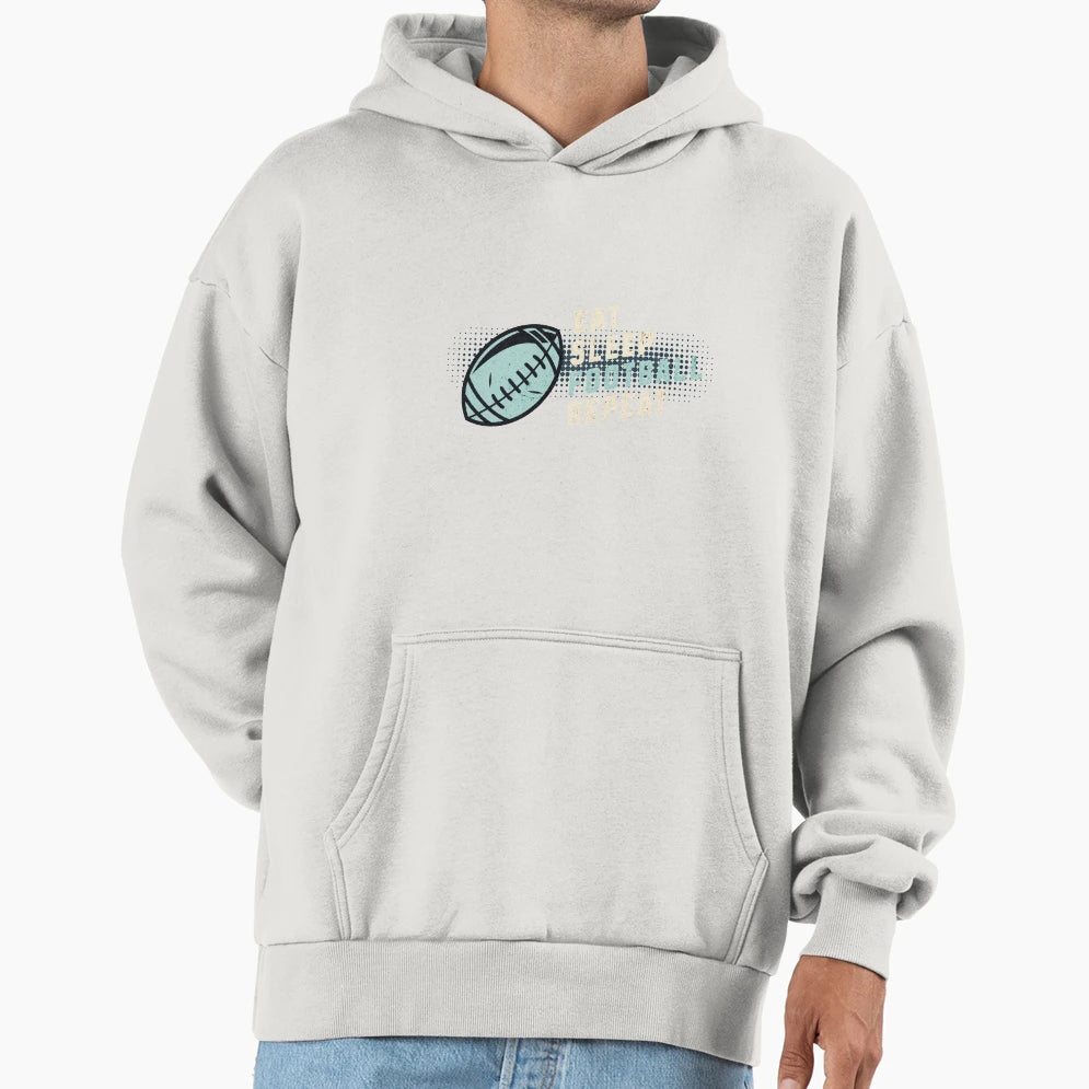 Eat Sleep Football Repeat Super Bowl Hoodie - Minimalist Print Unisex - T-Shirt, Sweatshirt, Hoodie
