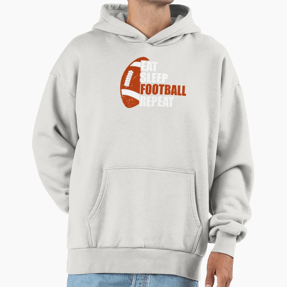 Eat Sleep Football Repeat Hoodie - Aesthetic Graphic Unisex - T-Shirt, Sweatshirt, Hoodie