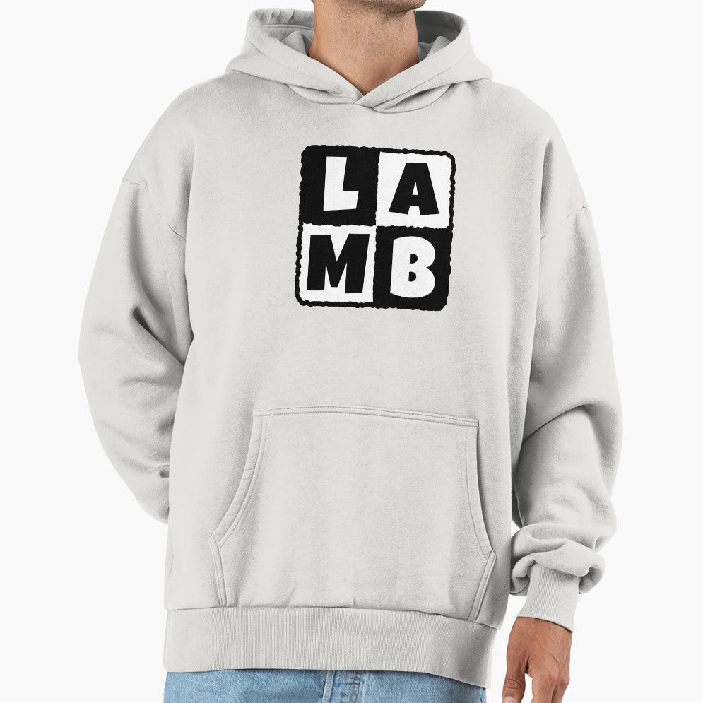 Lamb Black And White Square Hoodie - Fun Novelty Design for Adults - T-Shirt, Sweatshirt, Hoodie