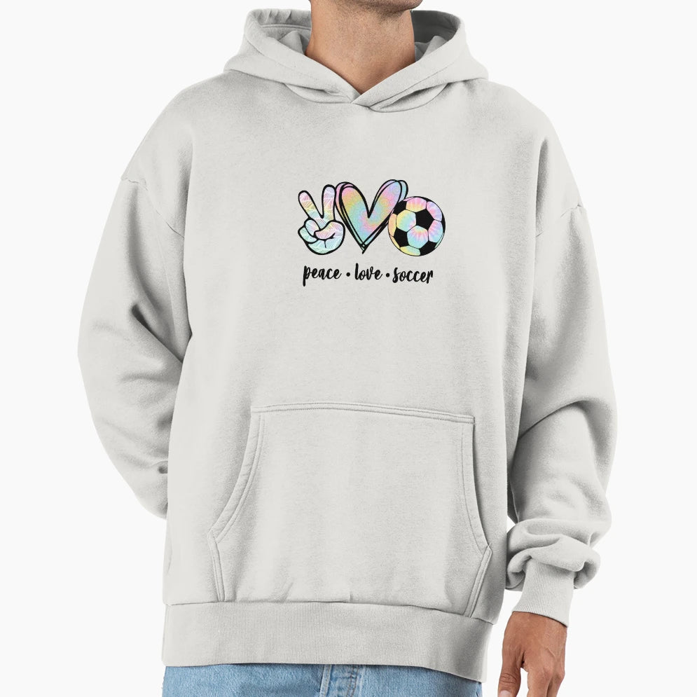 Peace Love Soccer Gift Player Mom Hoodie - Casual Everyday Wear Unisex - T-Shirt, Sweatshirt, Hoodie