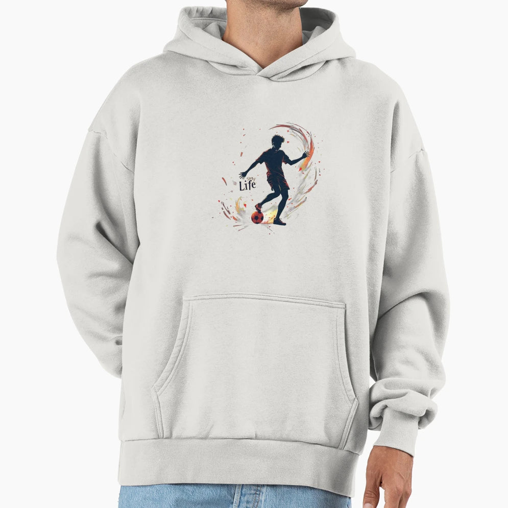 Football Passion Silhouette Motion Hoodie - Fun Novelty Design for Adults - T-Shirt, Sweatshirt, Hoodie