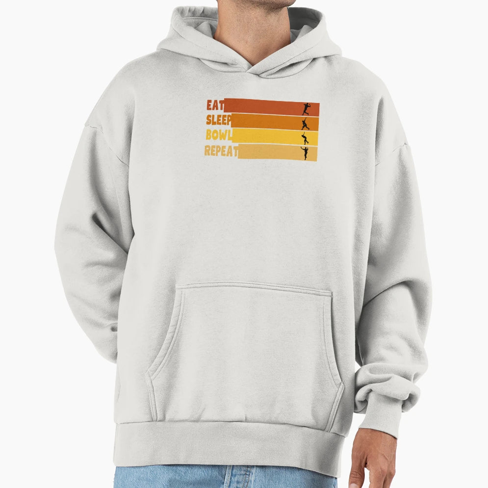 Eat Sleep Bowl Repeat Cricket Hoodie - Graphic Print Men Women - T-Shirt, Sweatshirt, Hoodie