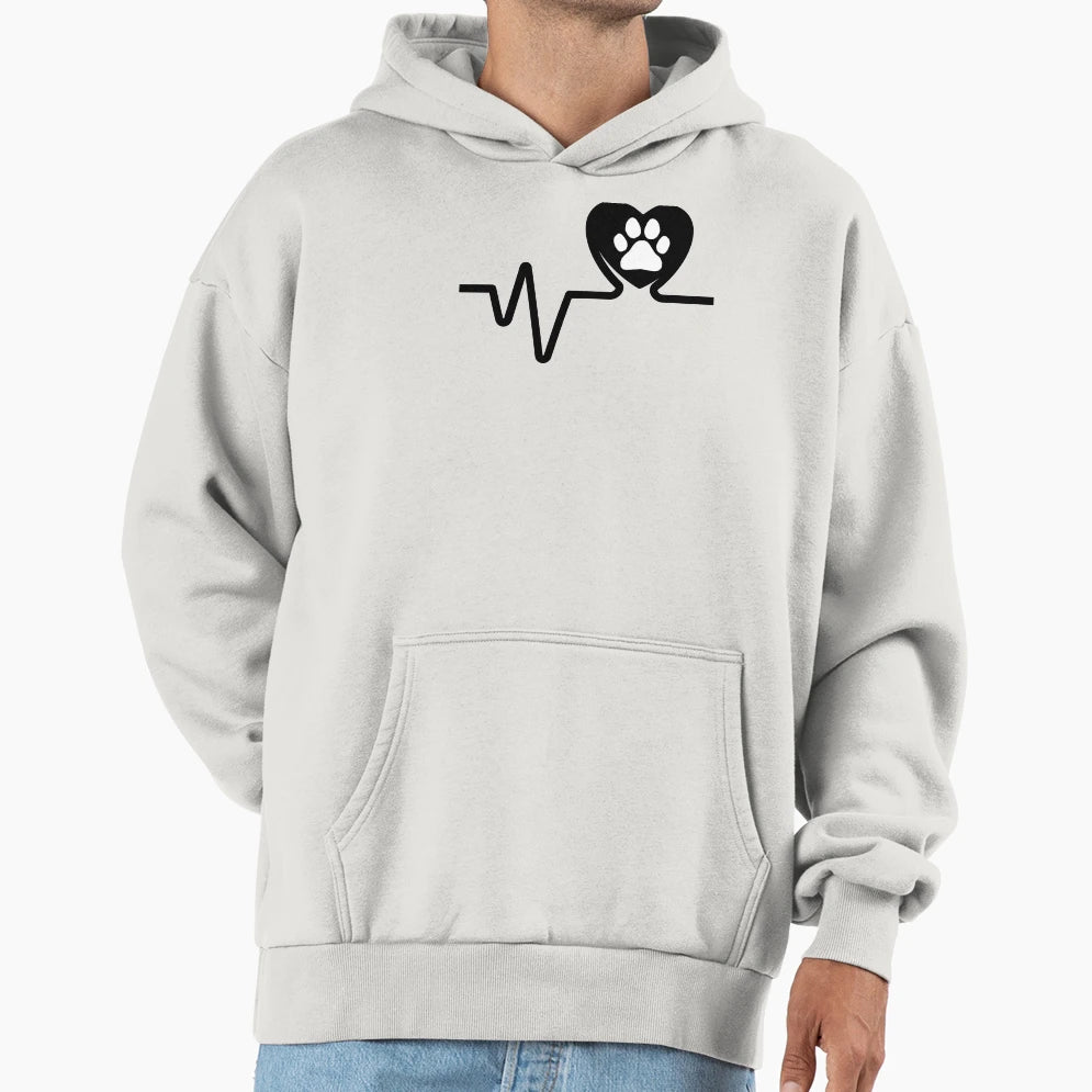 Heartbeat Cats Paw Hoodie - Aesthetic Graphic for Adults - T-Shirt, Sweatshirt, Hoodie